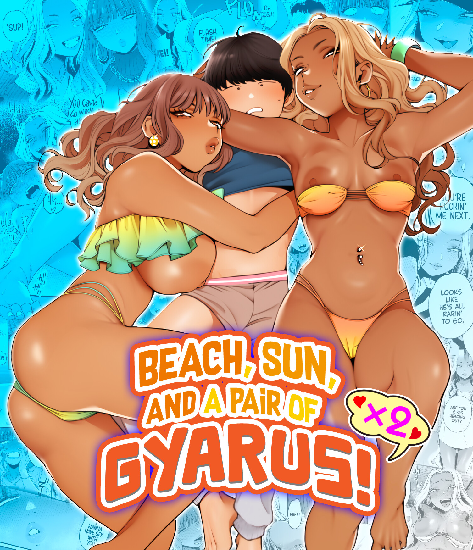 Hentai Manga Comic-Beach, Sun, And A Pair Of Gyarus!-Read-1